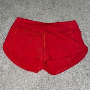 Red speed up lululemon shorts